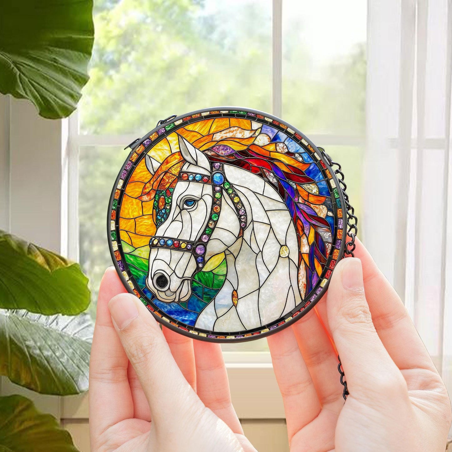 Horse SunCatcher Stained Glass, Equestrian Gifts, Horse Ranch Suncatcher Gifts, Horse Window Decor, Horse Glass Suncatcher, Lover Horse Gift