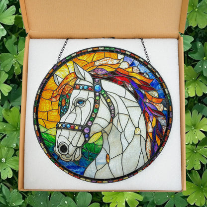 Horse SunCatcher Stained Glass, Equestrian Gifts, Horse Ranch Suncatcher Gifts, Horse Window Decor, Horse Glass Suncatcher, Lover Horse Gift