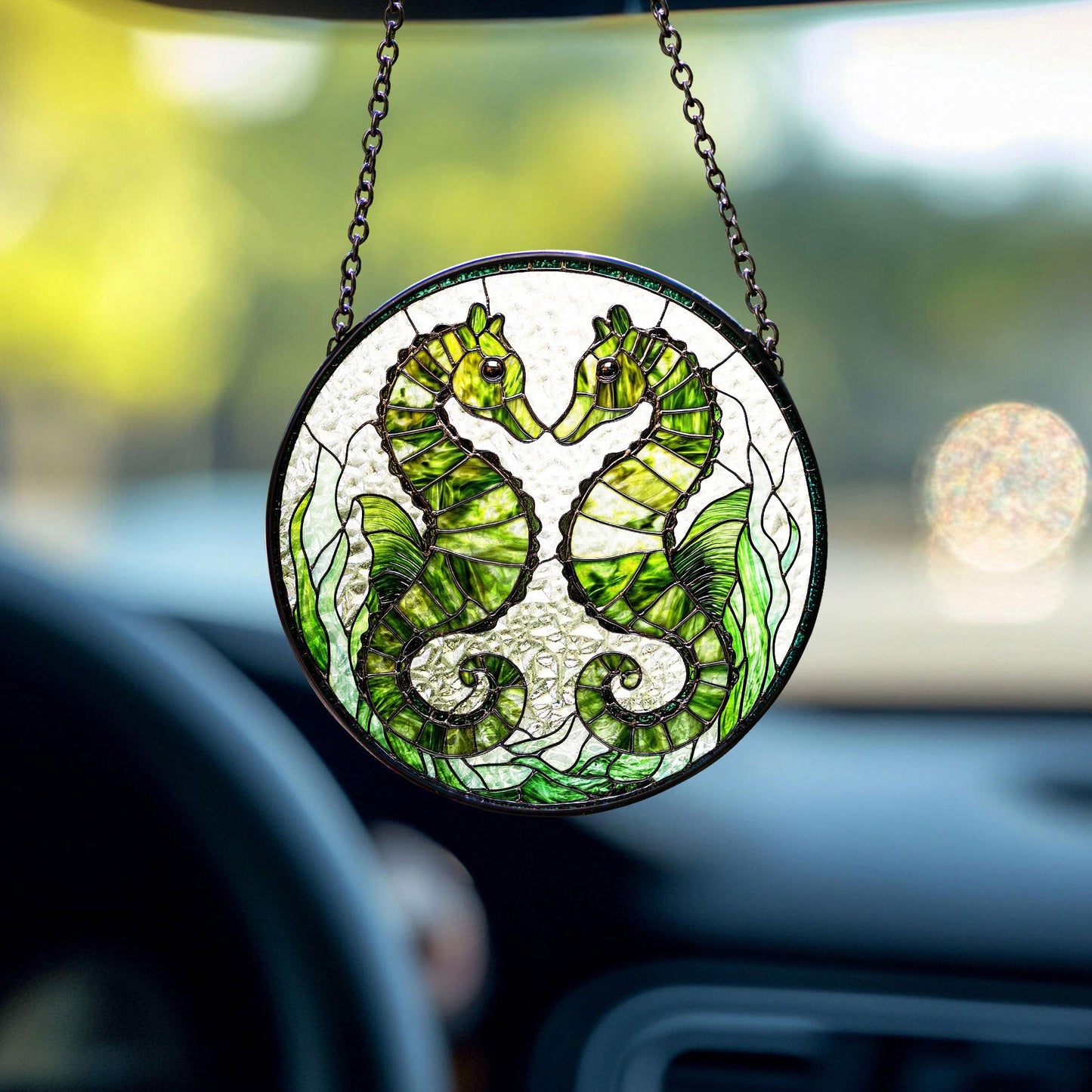 Seahorse Stained Glass Suncatcher, Seahorse Ornament, Suncatcher Ornament Gift, Cool Suncather Windows, Custom Shape Suncatcher
