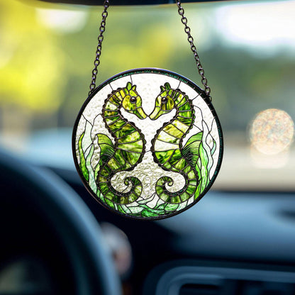 Seahorse Stained Glass Suncatcher, Seahorse Ornament, Suncatcher Ornament Gift, Cool Suncather Windows, Custom Shape Suncatcher