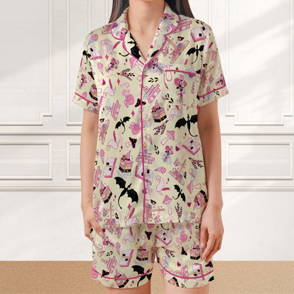 Bookish Short Pajamas, Fantasy Reader PJs, Enemies To Lovers Pajamas, Reading Girl Gift, Romantasy Gift for Book Lover