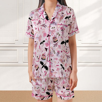 Bookish Short Pajamas, Fantasy Reader PJs, Enemies To Lovers Pajamas, Reading Girl Gift, Romantasy Gift for Book Lover