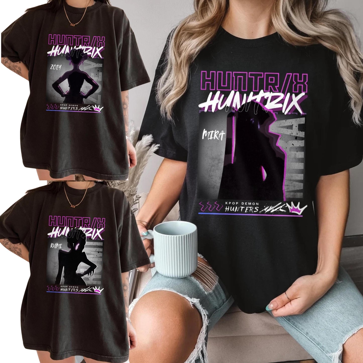 Comfort Colors® Kpop Demon Hunters T-shirt Gift For Woman,Jinu Manga Shirt,Kpop Huntrix Pin,Demon Hunter Merch PSN1256-1258