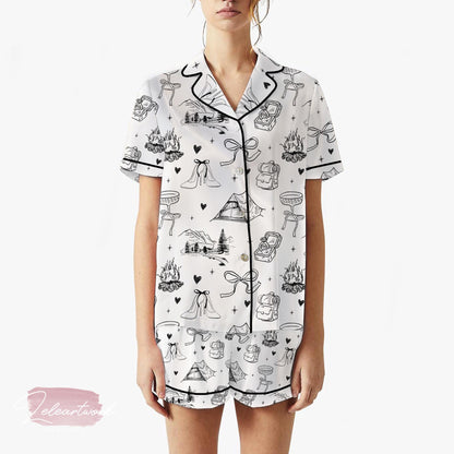 Camp Bachelorette Pajama Set – Bride Camping Party Short Sleeve Sleepwear, Cute Outdoor Wedding Loungewear Gift