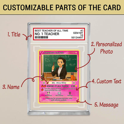 Trading Card Style Custom Photo Acrylic Block, Back to School Teacher Gift, Legendary Teacher Desk Card, Personalized Plaque Keepsake