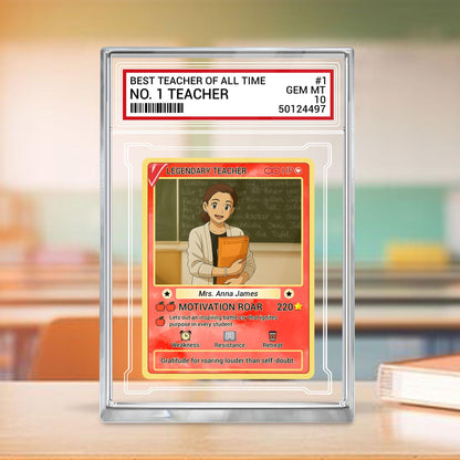 Custom Teacher Appreciation Card, Personalized Desk Plaque, Legendary Trading Style Acrylic Block, End of Year Teacher, Back to School Gift