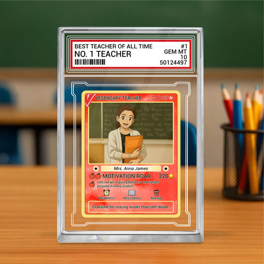 Custom Teacher Appreciation Card, Personalized Desk Plaque, Legendary Trading Style Acrylic Block, End of Year Teacher, Back to School Gift