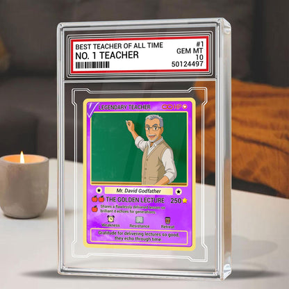 Custom Teacher Appreciation Card, Back to School Gift, Personalized Acrylic Desk Plaque, Legendary Trading Style Acrylic Block, Teacher Gift