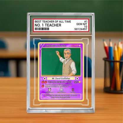 Custom Teacher Appreciation Card, Back to School Gift, Personalized Acrylic Desk Plaque, Legendary Trading Style Acrylic Block, Teacher Gift