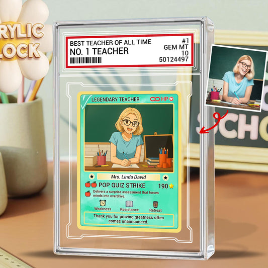Custom photo Teacher Trading Style Acrylic Block, Back to School Teacher Gift, Teacher Appreciation Card, Personalized Desk Acrylic Plaque