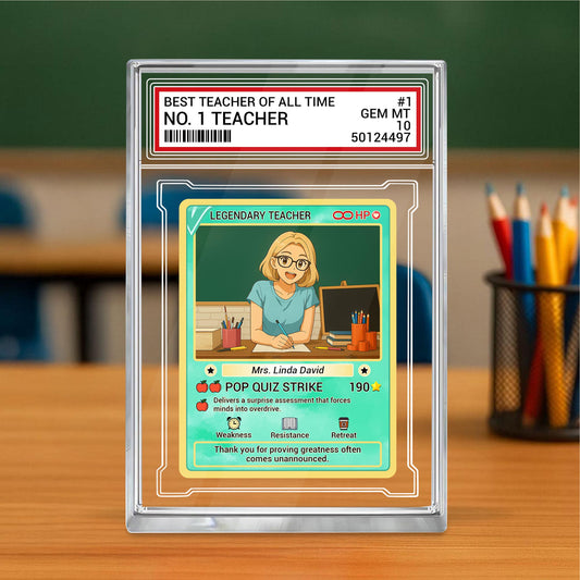 Custom photo Teacher Trading Style Acrylic Block, Back to School Teacher Gift, Teacher Appreciation Card, Personalized Desk Acrylic Plaque