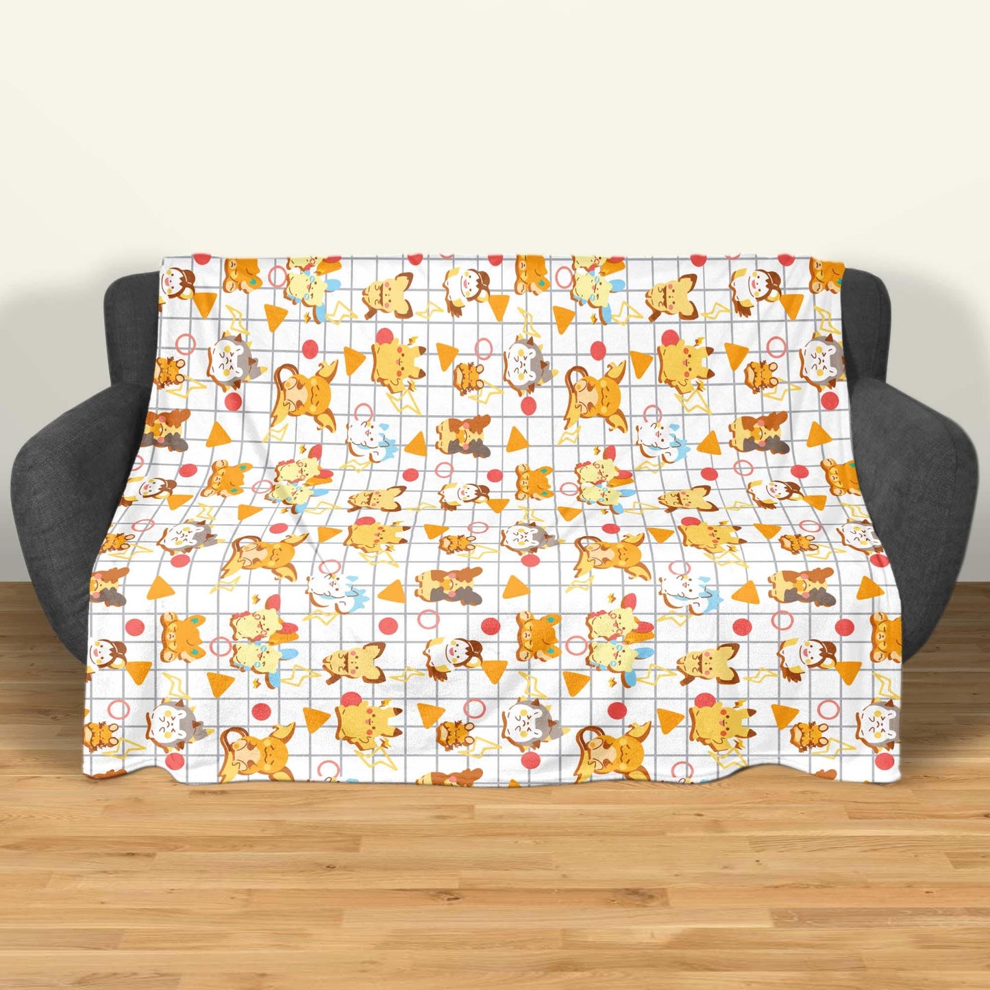 Pikachu and Raichu Blanket, Cotton Fleece Throw Blanket, Kawaii Character Decor, Home Decor Cozy Blanket, Pikachu Blanket Gifts