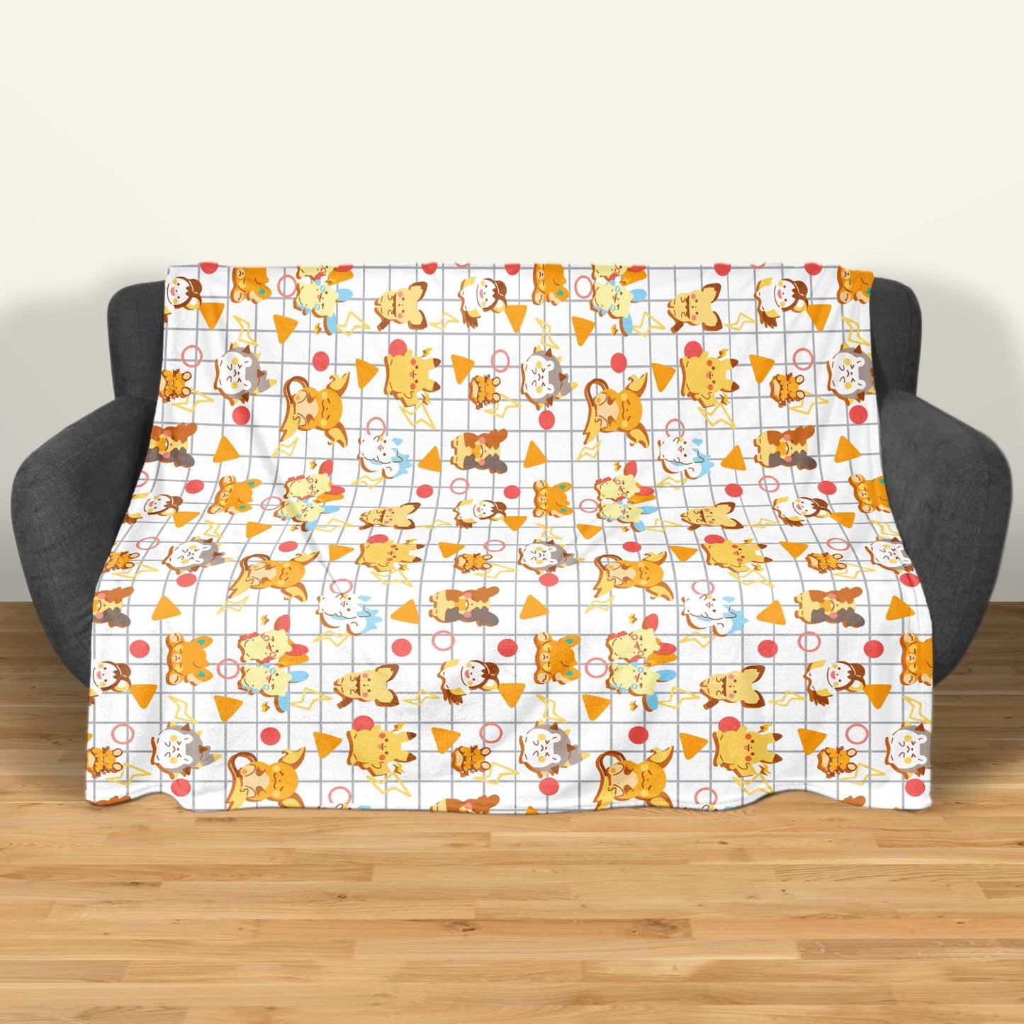 Pikachu and Raichu Blanket, Cotton Fleece Throw Blanket, Kawaii Character Decor, Home Decor Cozy Blanket, Pikachu Blanket Gifts