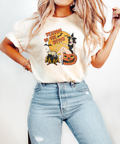 Comfort Colors® Season Of The Witch Shirt, Halloween Witch Shirt, Retro Halloween Shirt, Spooky Season Shirt, Fall Shirt, Halloween Tee