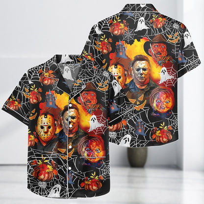 Horror Movie Satin Pajama Set, Michael Myers Freddy Krueger Chucky PJs, Halloween Sleepwear, Spooky Cute Gift