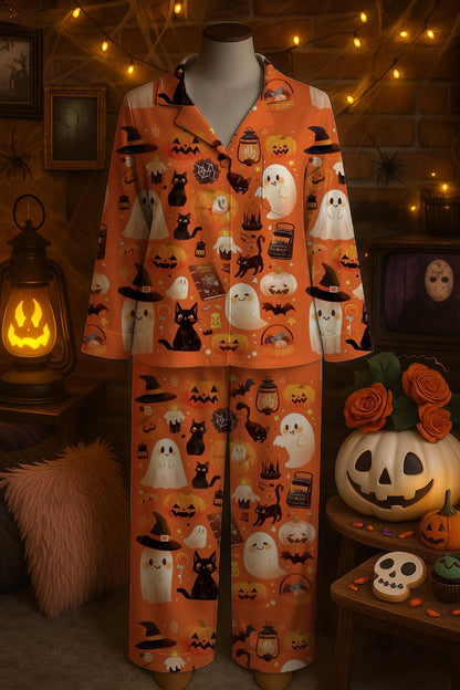 Halloween Pajama Set for Family, Cute Ghost Pumpkin Bat Spider Web Sleepwear, Spooky Fall Loungewear,Holiday Themed Matching PJs,Cozy Season