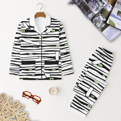 Mummy Halloween Pajamas Set, Halloween Characters Sleepwear, Mummy Long Sleeve Shirt, Horror Holiday Gift, Halloween Homewear