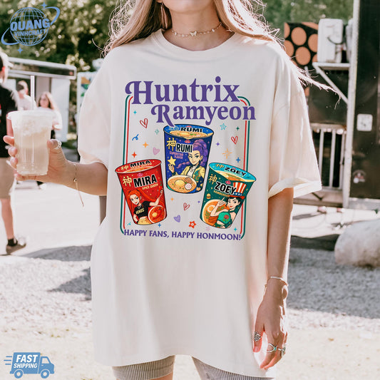 Kpop Demon Hunters Ramyeon Shirt Comfort Colors For Fan, Demon Hunter Movie Inspired Noodle Tee, Cool Korea Inspired Apparel,Mira,Rumi,Zoey