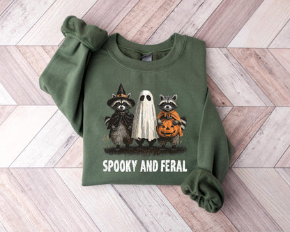 Spooky and Feral Raccoon Shirt, Halloween Shirt, Funny Halloween Gifts, Creepy Cute Raccoon Shirt, Raccoon Halloween Shirt