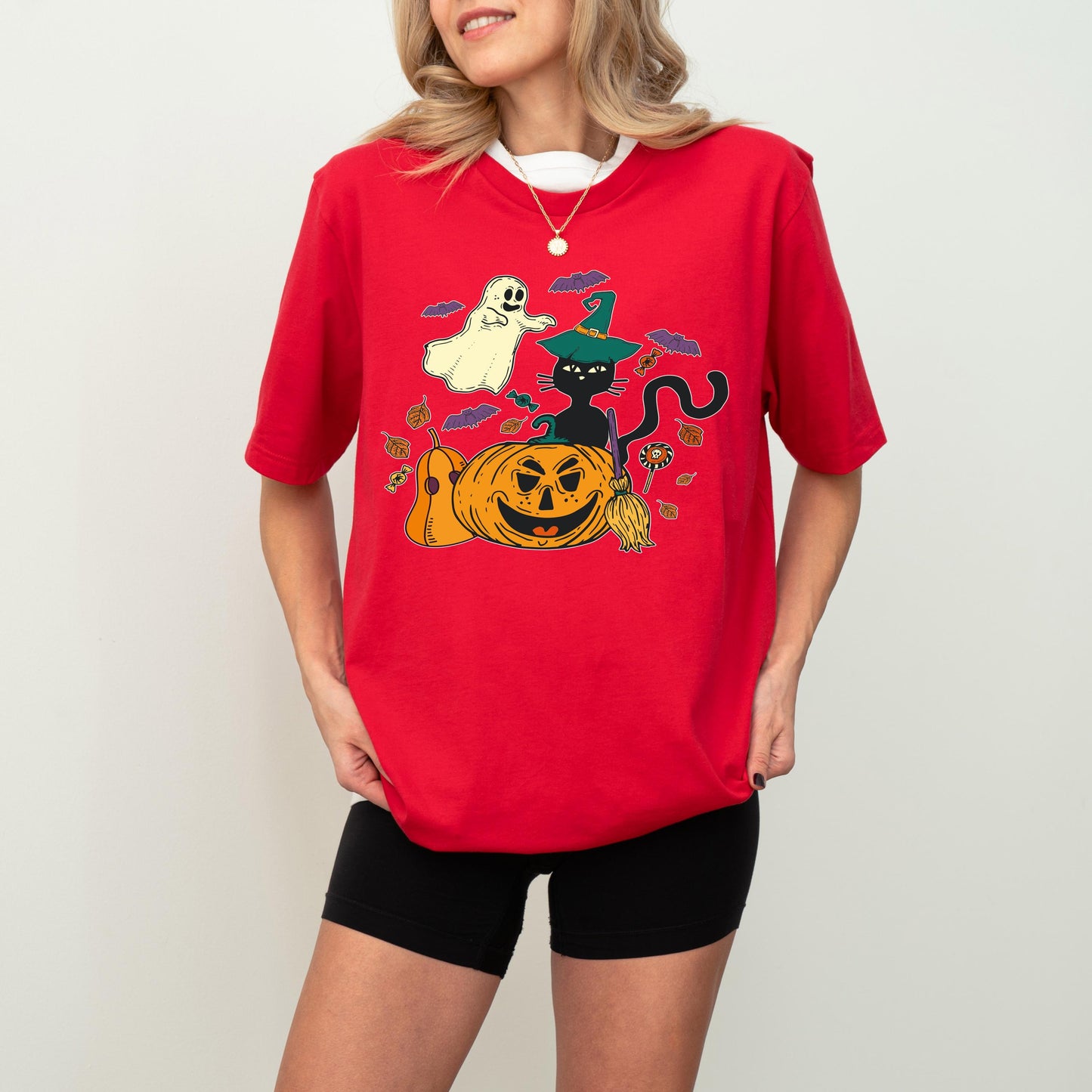 Black Cat Pumpkin Shirt, Cat Halloween Sweatshirt, Ghost Cat Shirt, Witch Spooky T-Shirt, Spooky Season Tee, Cat Lover Halloween Shirt