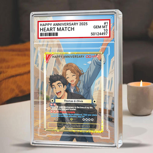 Custom Pokémo Style Anniversary Gift Acrylic Block, Personalized Couple Card From Photo, Cute Romantic Plaque Gift For Wedding, Couple