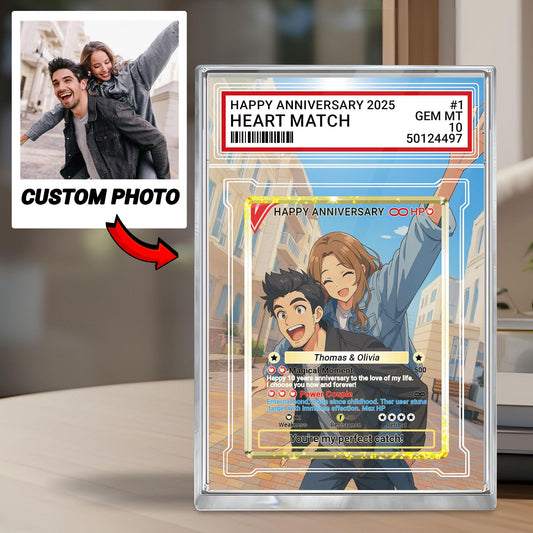 Custom Pokémo Style Anniversary Gift Acrylic Block, Personalized Couple Card From Photo, Cute Romantic Plaque Gift For Wedding, Couple