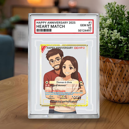 Custom Anniversary Acrylic Block Card with Personalized Couple Photo in Anime Style, Unique Pokemo-Inspired Wedding Gift, Romantic Keepsake