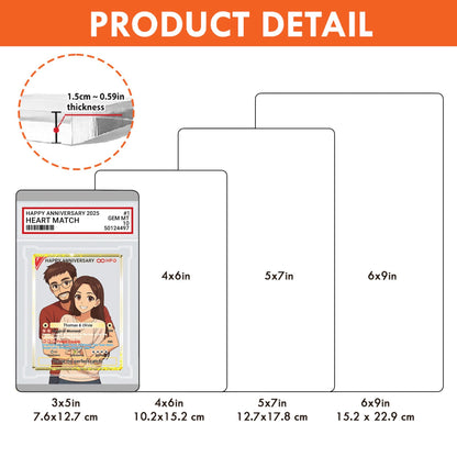 Custom Anniversary Acrylic Block Card with Personalized Couple Photo in Anime Style, Unique Pokemo-Inspired Wedding Gift, Romantic Keepsake