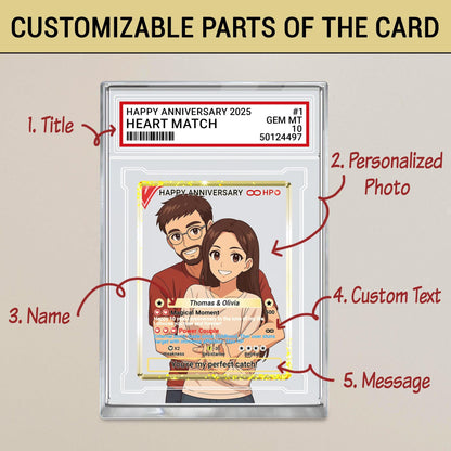 Custom Anniversary Acrylic Block Card with Personalized Couple Photo in Anime Style, Unique Pokemo-Inspired Wedding Gift, Romantic Keepsake