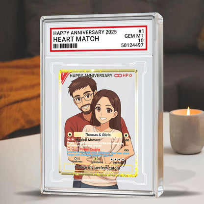 Custom Anniversary Acrylic Block Card with Personalized Couple Photo in Anime Style, Unique Pokemo-Inspired Wedding Gift, Romantic Keepsake
