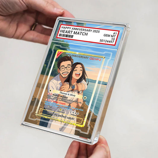 Personalized Anniversary Acrylic Block Card with Custom Couple Photo in Anime Style, Romantic Keepsake, Unique Pokemo-Inspired Wedding Gift