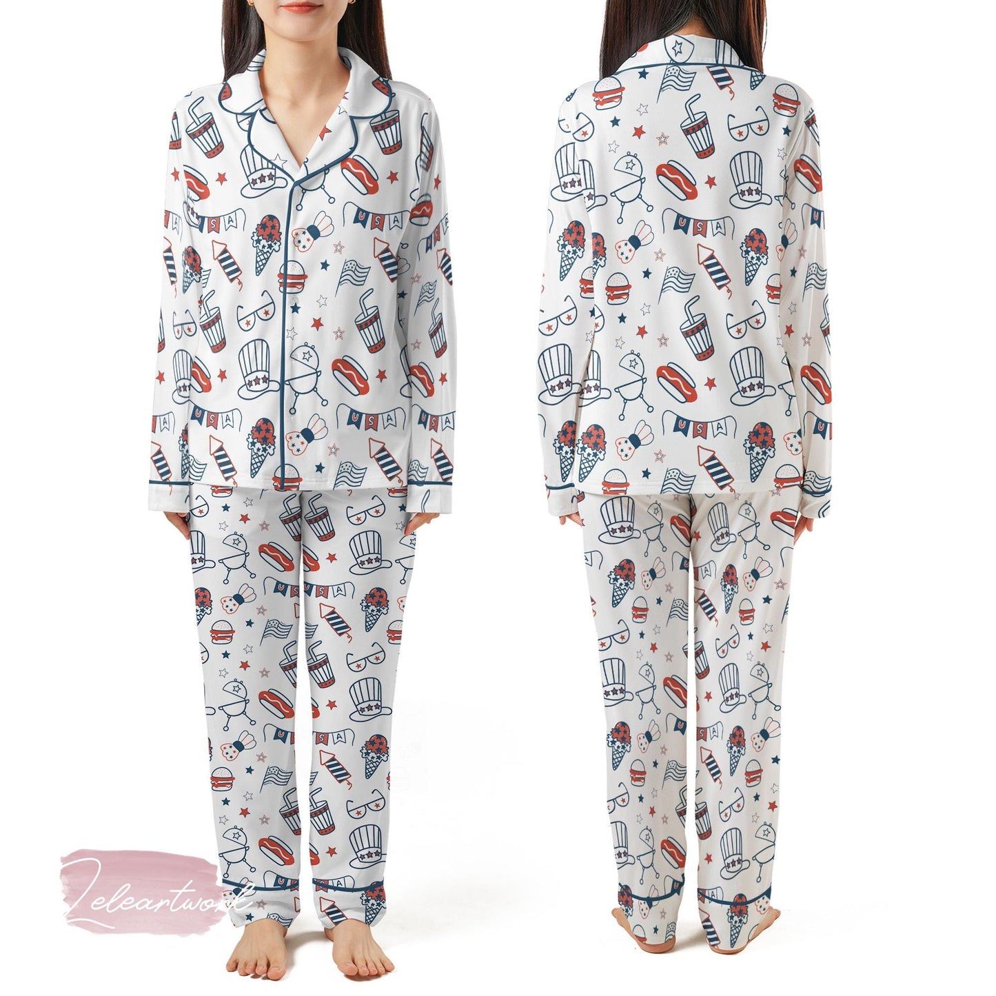 Liberal Fourth of July Set – Patriotic BBQ Pajama Shorts | USA Flag Ice Cream Lounge Set | Independence Day Sleepwear Gift