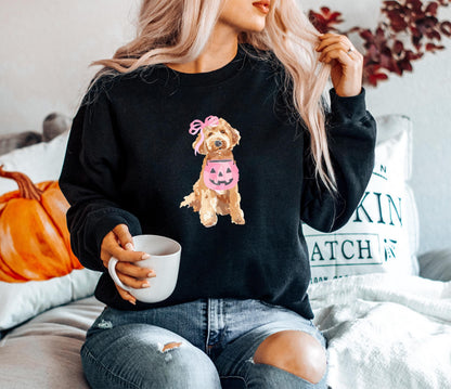 Cute Dog Halloween Sweatshirt, Dogs Lover Halloween Gift, Pumpkin Halloween Dogs Shirt, Womens Halloween Shirt, Spooky Season, Dog Mom Gift