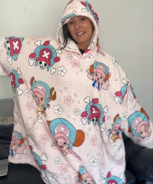 Anime Blanket Hoodie  oversize snuggle Sherpa  unisex adults and kids