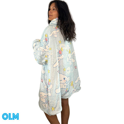 Anime Blanket Hoodie  oversize snuggle Sherpa  Cinnamoroll from hello kitty unisex adults and kids