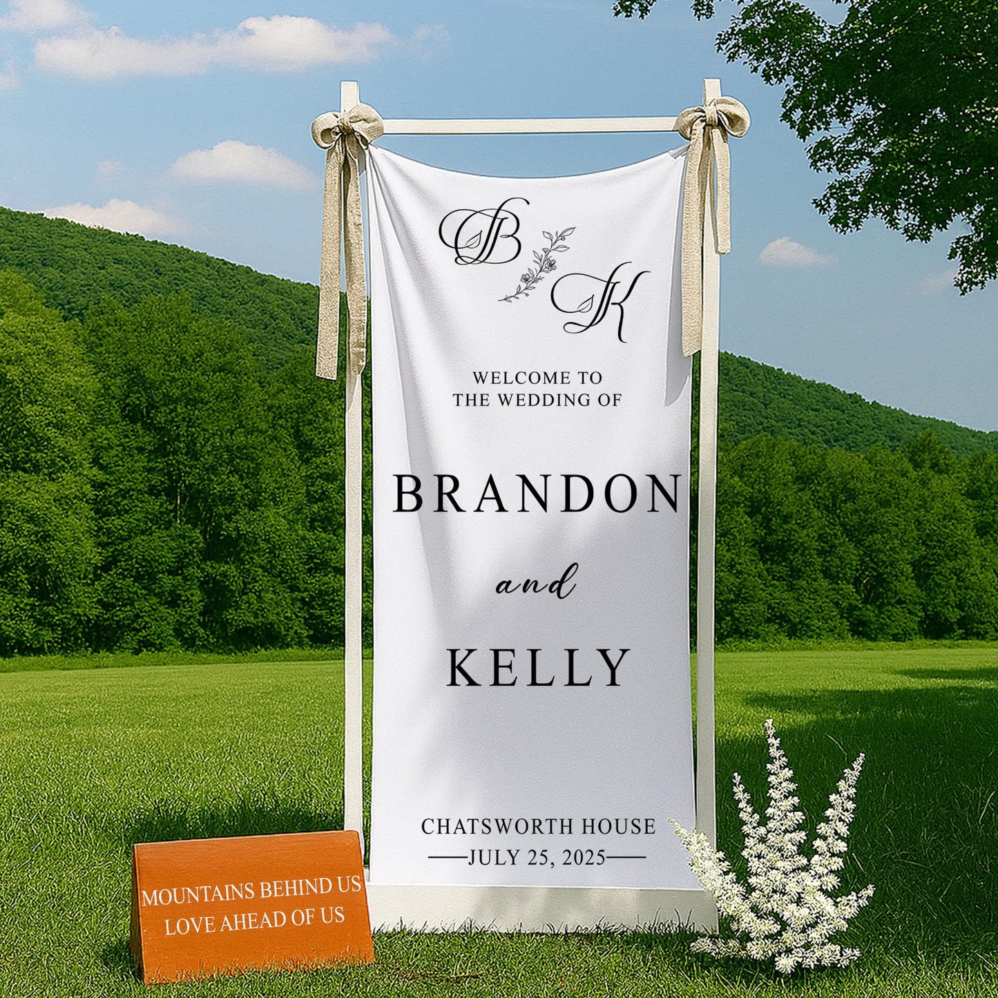 Custom Fabric Wedding Welcome Sign, Personalized Wedding Sign, Boho Wedding Decor, Modern Ceremony Sign, Rustic Fabric Sign