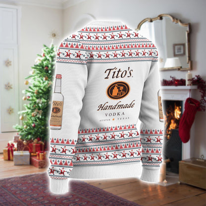 Tito Sweater Christmas, TITO'S Handmade Vodka Sweater, Austin Texas Label Ugly Sweater, Vodka Alcohol Xmas Sweater, Tito's Fan Gift
