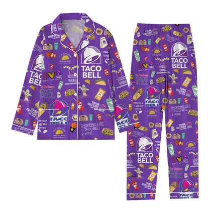 Taco Bell Pajamas Set, Fast Food Women Pajamas, Taco Bell Sauce Sleepwear, Mexican Pyjamas, Burrito Lover Pajamas, Taco Lovers Gifts