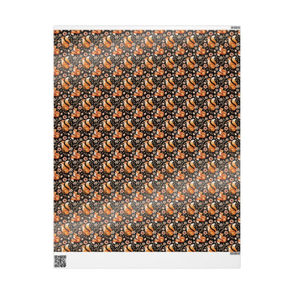 Foxes Wrapping Paper Roll for Woodland Themed Gifts and Party, Boho Forest Animals Gift Wrap, Custom Natural Forest Gift Packaging