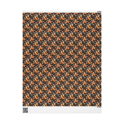 Foxes Wrapping Paper Roll for Woodland Themed Gifts and Party, Boho Forest Animals Gift Wrap, Custom Natural Forest Gift Packaging