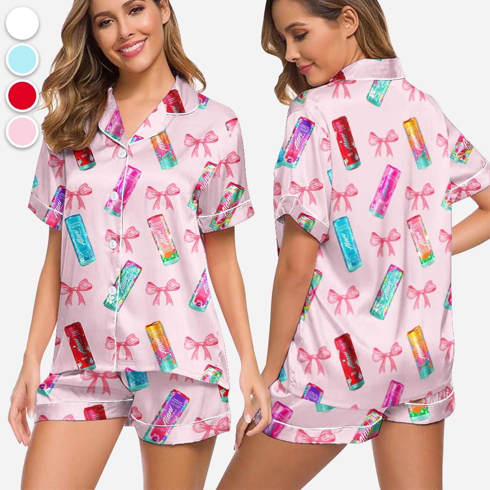 Alani Nu Energy Drink Coquette Bow Pajama Set, Alani Pajamas, I Need An Alani, Alani Nu Sleepwear, Loungewear, Gift for Alani Lovers