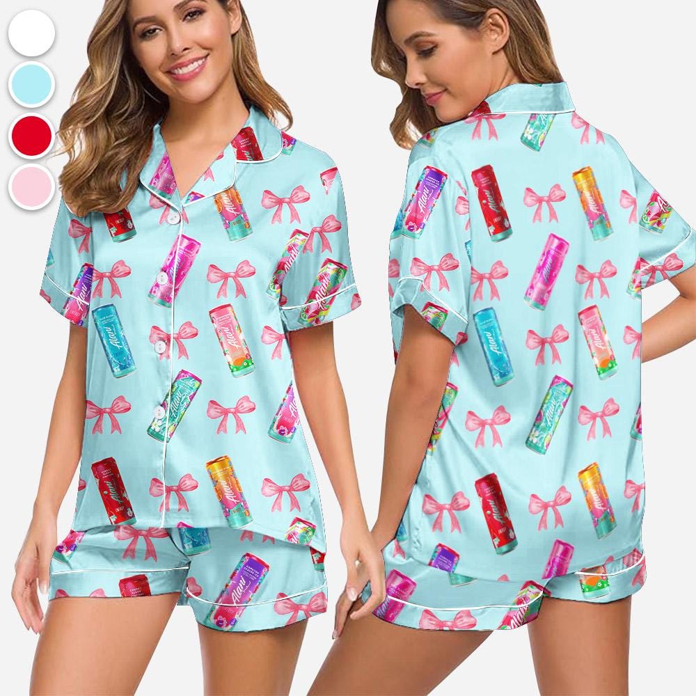 Alani Nu Energy Drink Coquette Bow Pajama Set, Alani Pajamas, I Need An Alani, Alani Nu Sleepwear, Loungewear, Gift for Alani Lovers