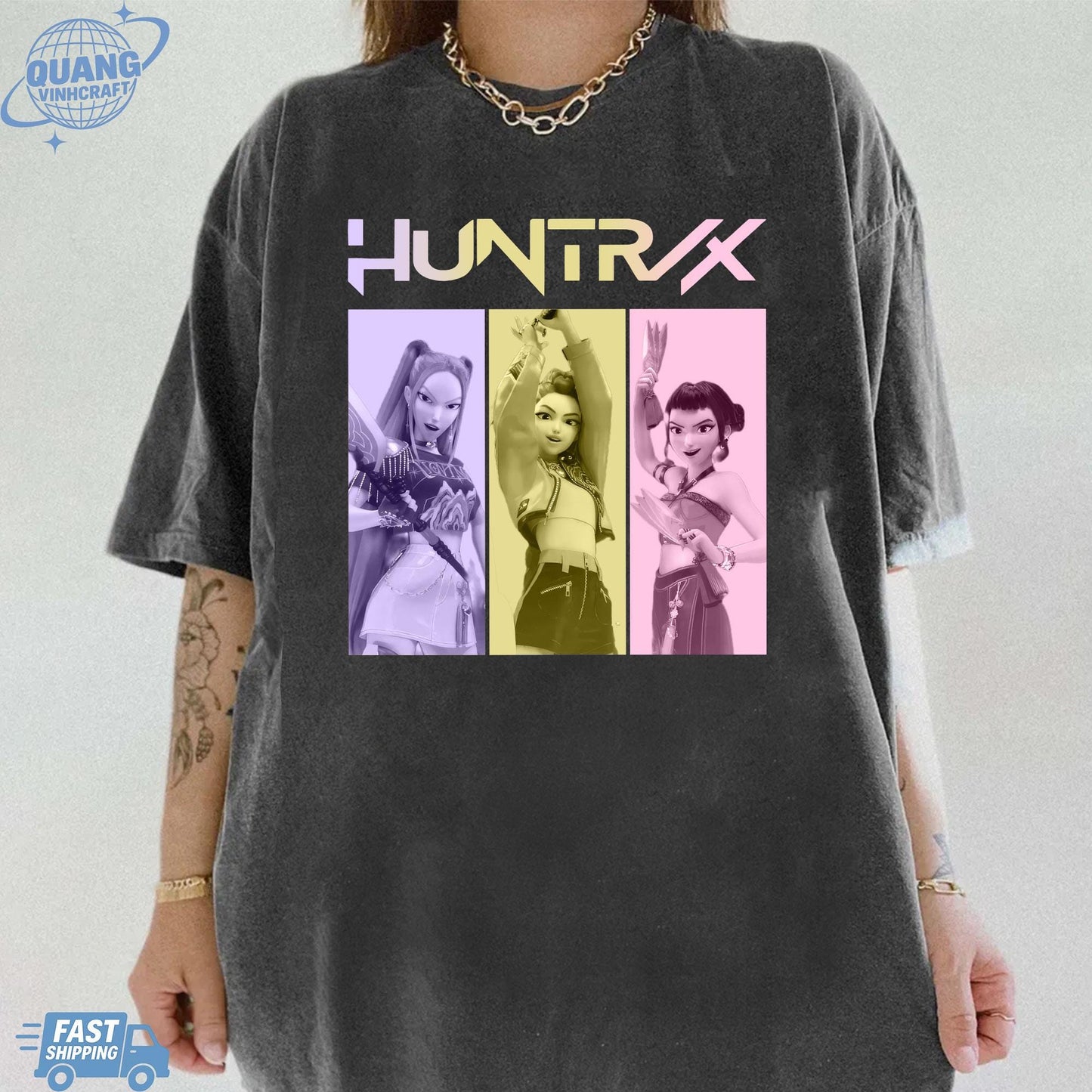 Kpop Huntrix Shirt, Kpop Demon Hunters Shirt, Kpop Huntrix Tee, Mira, Rumi, Zoey, Derpy Tiger Tee, Gift for Huntrix fans, Saja Boys Fans