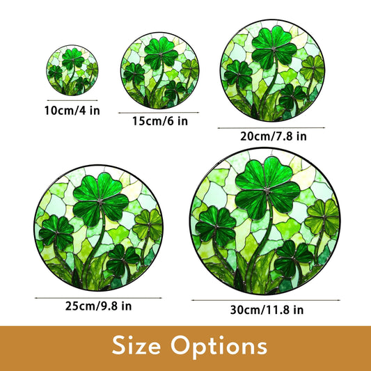 Four Leaf Clover Stained Glass Round Window Suncatcher Handmade Sun Catcher Lucky Charm St Patrick Day Gift for Friend