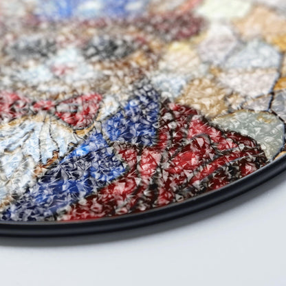 Patriotic cat Uncle Sam sunglasses stained glass round suncatcher window decor Independence Day gift for cat lovers