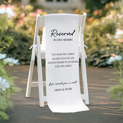 In Loving Memory Wedding Chair Banner, Custom Reserved Sign, Remembrance for Lost Loved One, We Saved You a Seat, Personalized Wedding Decor