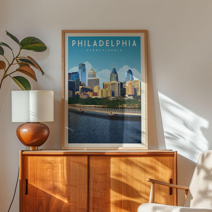 Philadelphia Skyline Wall Art, Philadelphia Neighborhoods Wall Decor Print, Cute Philly Art Poster Gift, Pennsylvania State Travel Poster