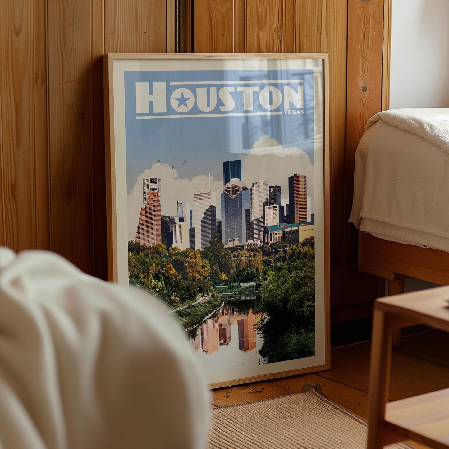 Houston Wall Art, Houston Skyline, Texas Poster, Texas Wall Art, Houston Poster, Houston Gift, Vintage East Texas Poster, Houston Map