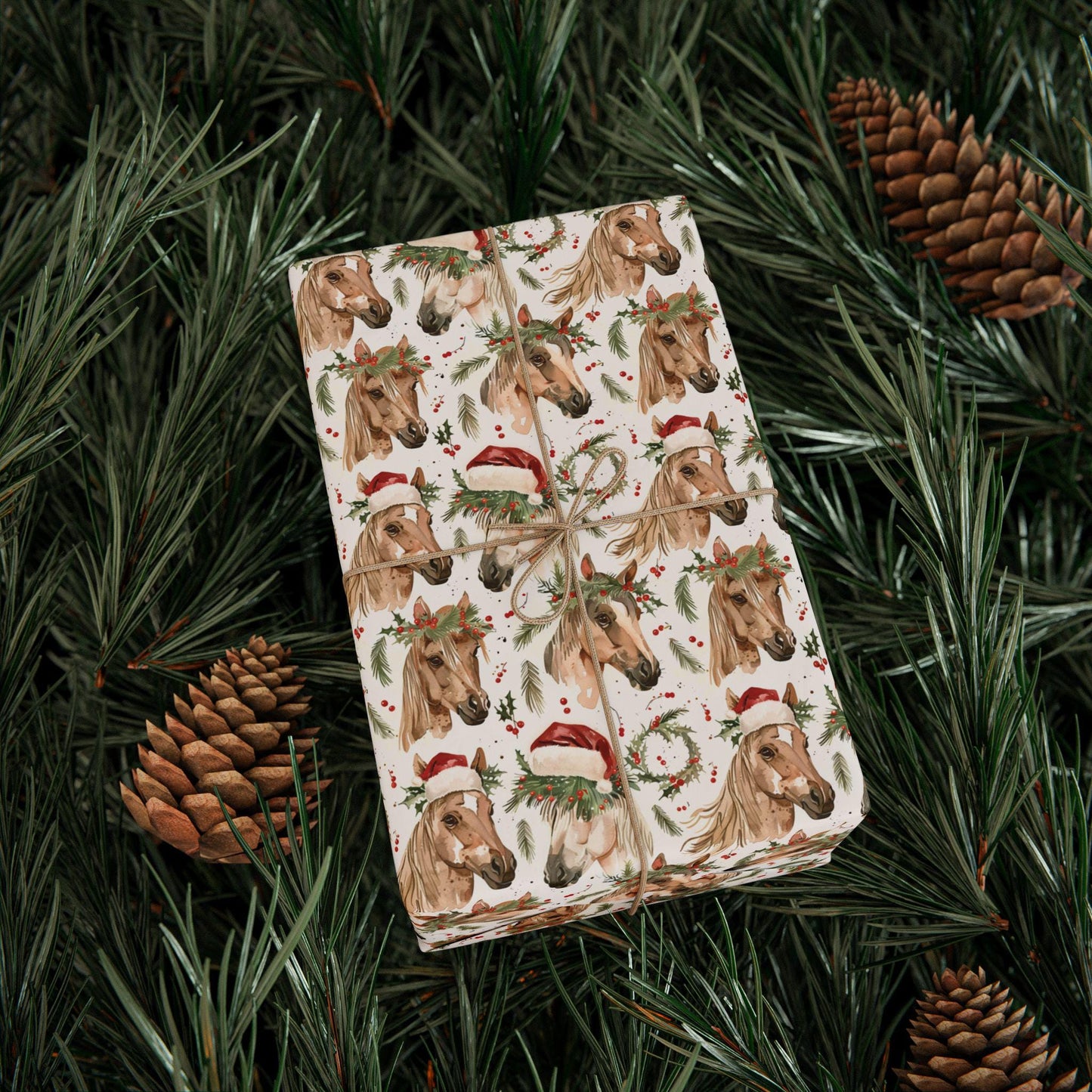 Horse Christmas Wrapping Paper, Equestrian Holiday Gift Wrap, Festive Horse Lover Present, Winter Riding Paper, Cowgirl Xmas Wrap