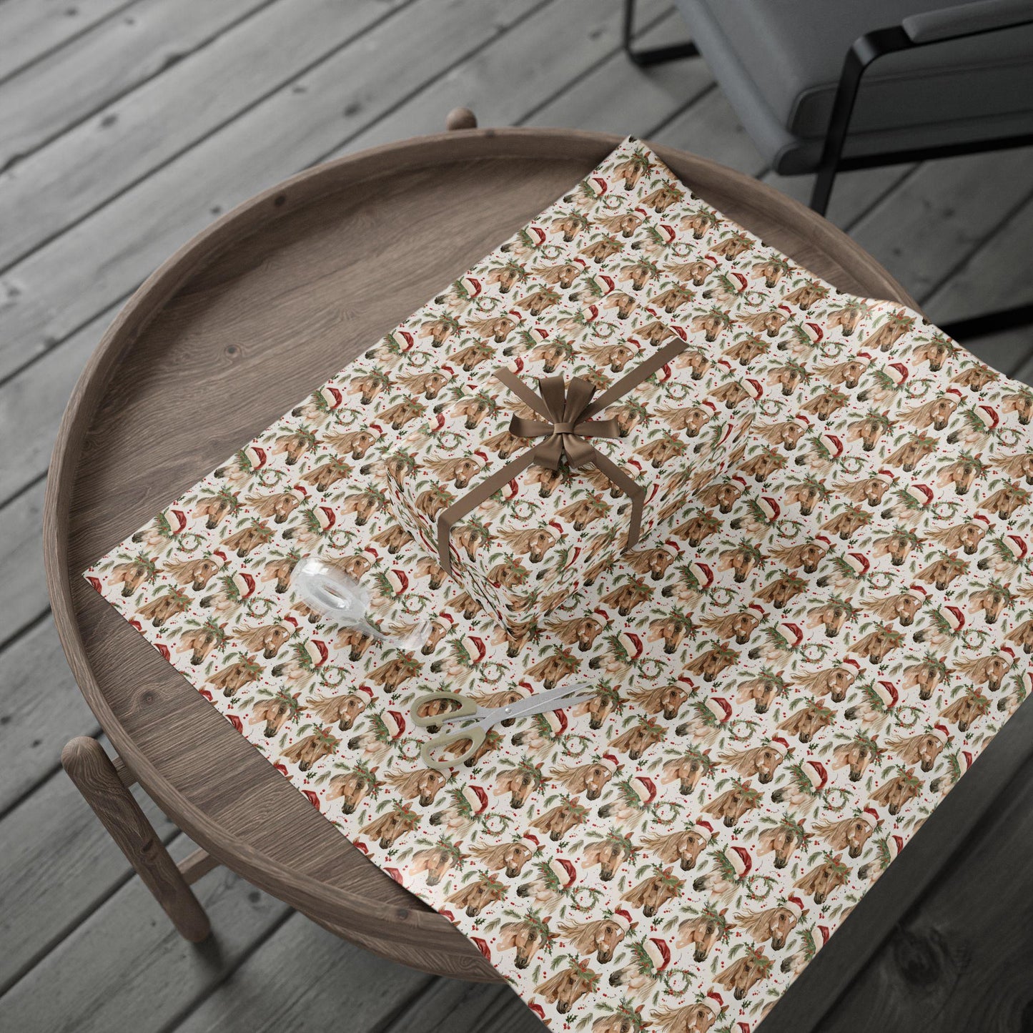 Horse Christmas Wrapping Paper, Equestrian Holiday Gift Wrap, Festive Horse Lover Present, Winter Riding Paper, Cowgirl Xmas Wrap